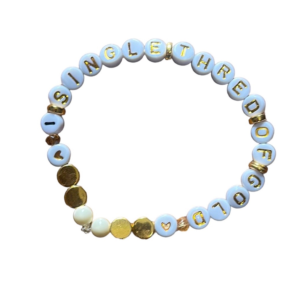 5 for $20 Taylor Swift Bracelet
“One Single Thread Of Gold” (invisible string)